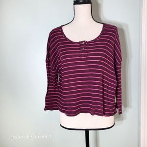 Free People Womens Shirt Long Sleeve Small Pink Plumberry Top